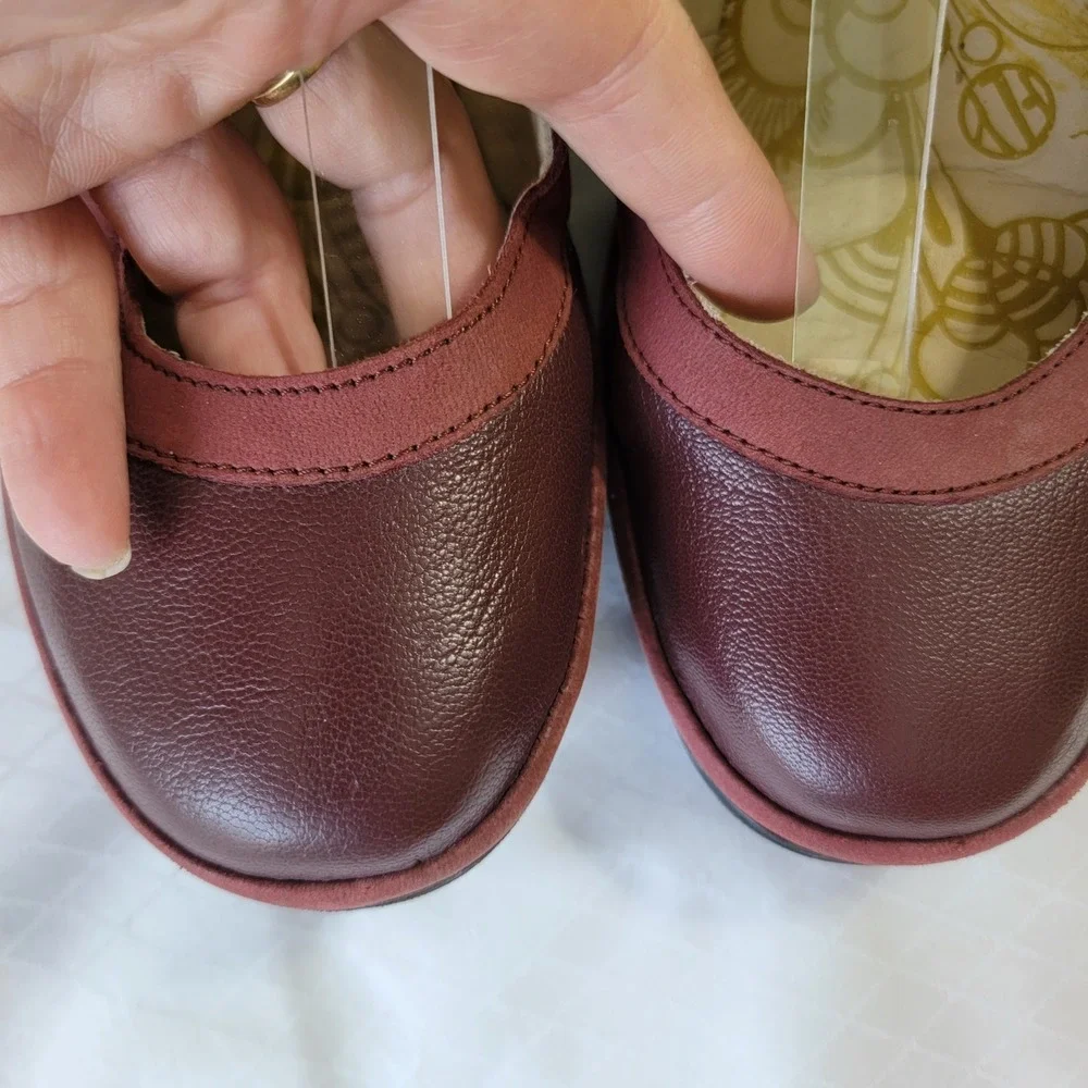 Fly London Womens Burgundy Leather Mary Jane Wedge Platform Shoes Sz 8 39 RARE